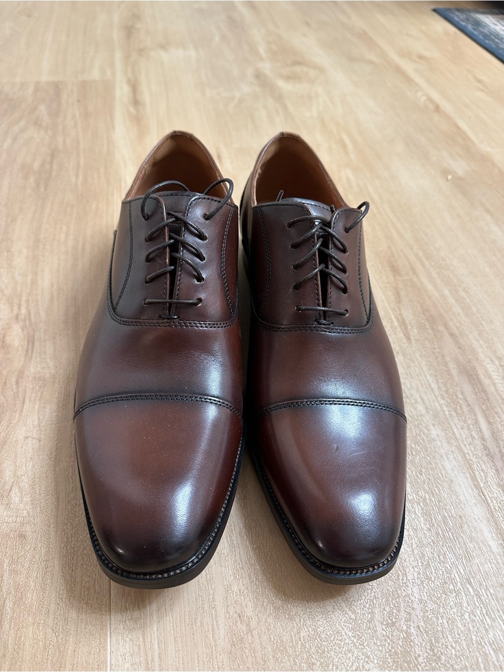 Florsheim Brown Leather Cap-Toe Derby Dress Shoes - Picture 10 of 11